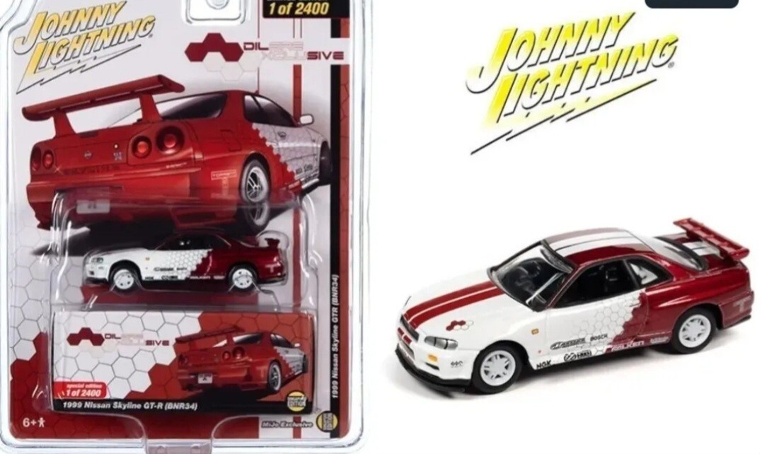 JOHNNY LIGHTNING 1999 NISSAN SKYLINE GT-R BNR34 R34 1/64 RED