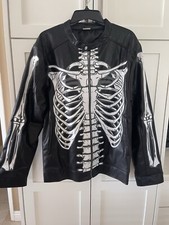 Spirithalloween Women's Black Faux Leather Biker Skeleton Jacket Halloween Nwot