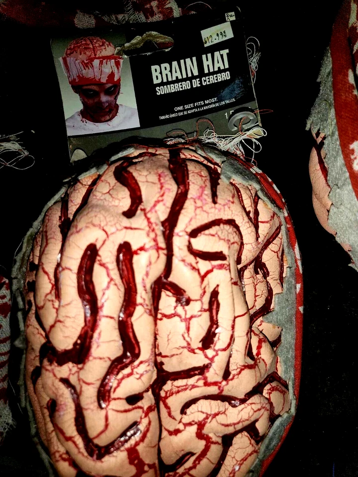 Disfraz Cerebro Zombie Tocado Terror Terror Sombrero Halloween Vestido Elegante Foto 2 de 4