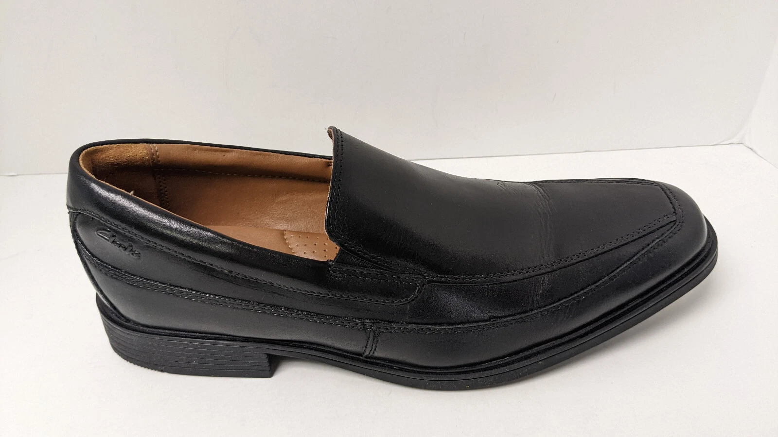 Mocassini senza Clarks Tilden pelle nera uomo 9 5 M