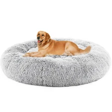 Circular Dog Bed Anti-Slip Round Fluffy Plush Faux Fur Cat Bed Pet Sleeping Beds
