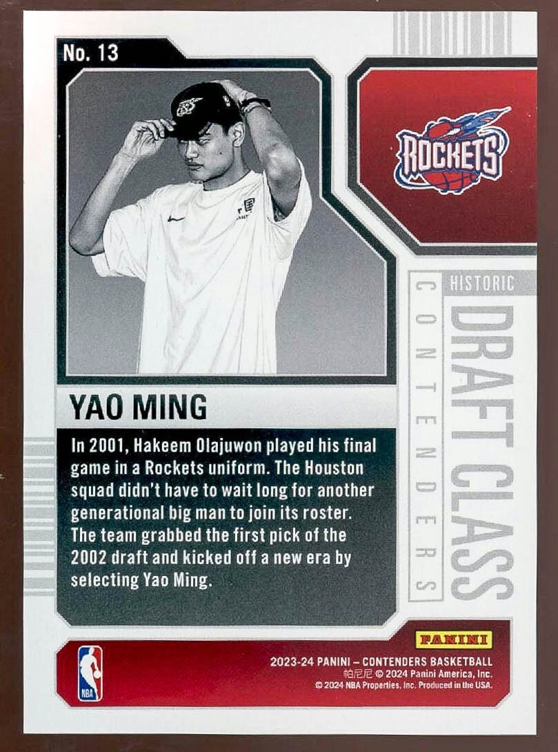 2023-24 Panini Contenders Yao Ming True #1/1 Historic Draft