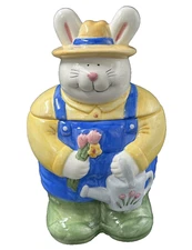 Certified International Coco Dowley Ceramic Bunny Cookie Jar 12 Inches Tall