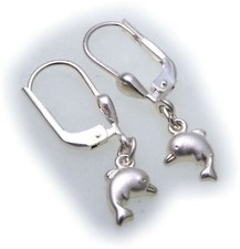 Earrings Pendant Dolphin Real Silver 925 Solid Children's Earrings Ear Pendant