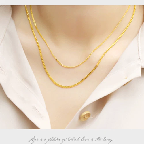 Pure 999 24K Yellow Gold Necklace For Women 1.5mm Thin Curb Link Chain 20inchL - Bild 5 von 8