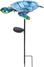 MUMTOP Outdoor Bird Bath Solar Birdbath Small Birdfeeder with Turtle Metal Stake