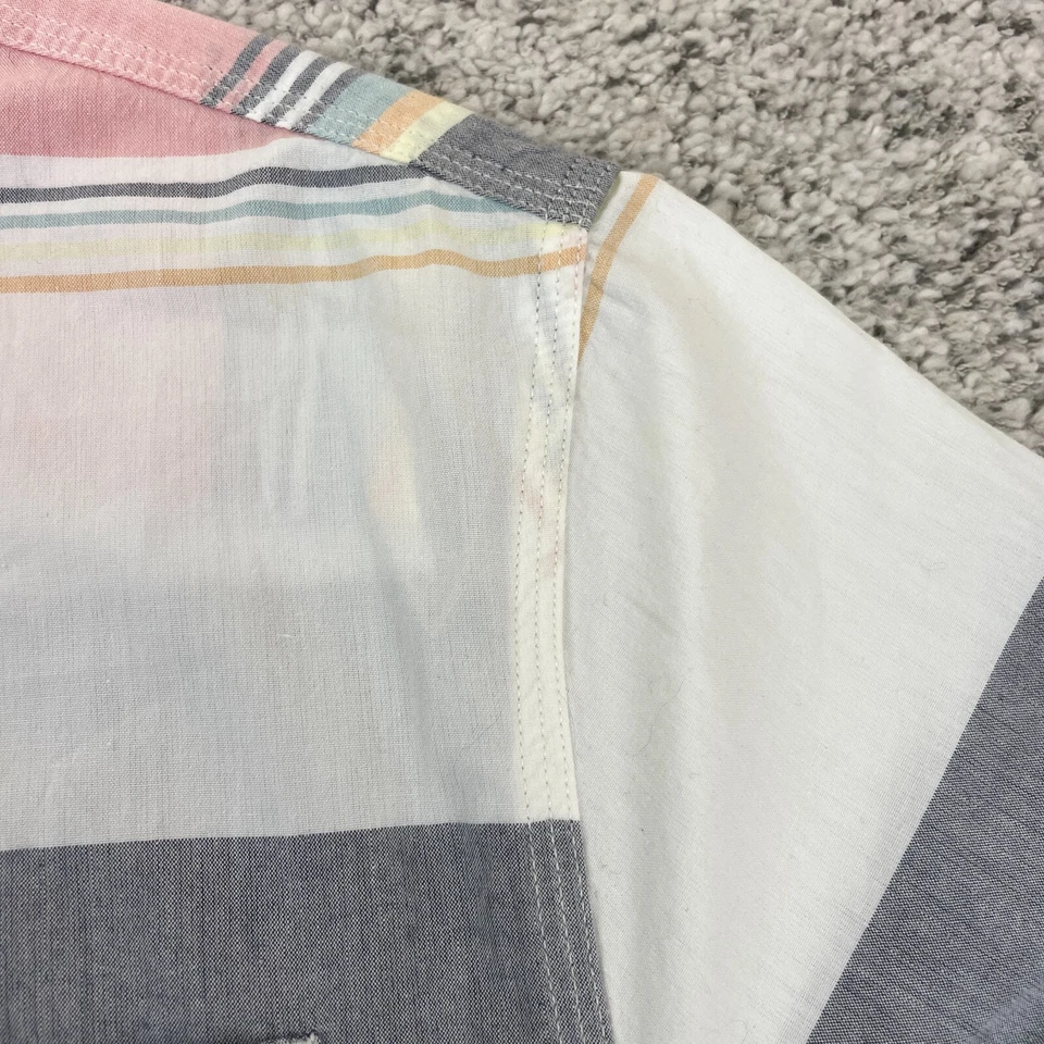 Hang Ten Shirt Men XL Button Short Sleeve Logo Embroidered Pastel Stripe Pockets - Image 4 of 4