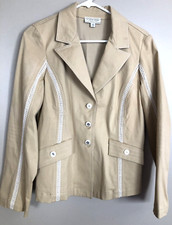 ST JOHN SPORT Marie Gray Tan Short Jacket Blazer Size S