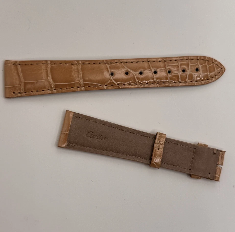 NOS Cartier 19mm x 16mm Beige Leather Watch Band Strap KD20DP04/61896-4 Rare - Image 3 of 4