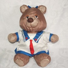 Potpourri Press Blankies Girl Bear Nylon Sailor Dress Bow Plush 1987 Vintage 13"