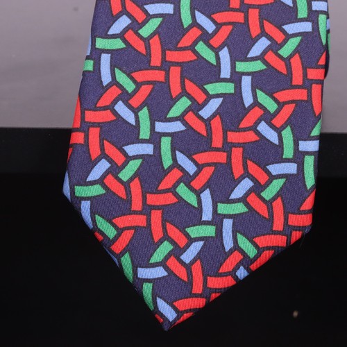 TURNBULL & ASSER Herren-Seidenkrawatte blau rot grün mehrere Knoten geometrisch - Bild 2 von 8