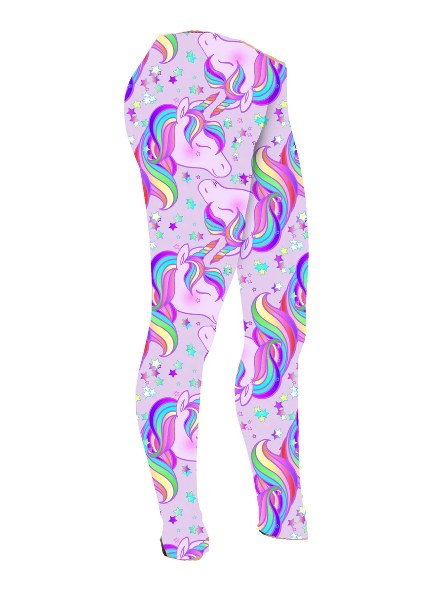 Kids / Girls Cute Rainbow Multi Unicorn Stars Print Leggings Size