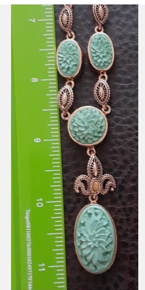 Collar Studio Barse bronce tallado turquesa citrino detalles 18 pulgadas Foto 4 de 4