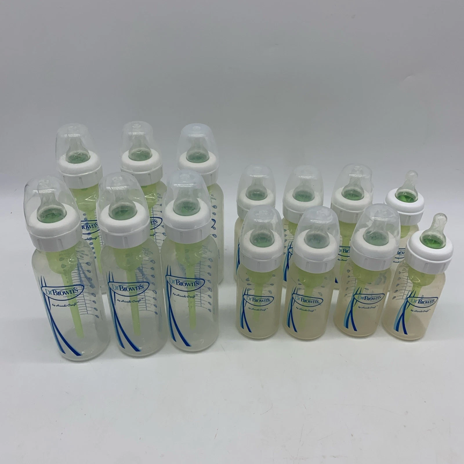 Dr Browns Natural Flow Anti Colic Inserts Lot 14 Baby Bottles 4 oz 8oz Clear
