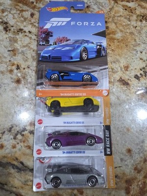 Hot Wheels LOT of 4  94 Bugatti EB110 SS Blue (FORZA) Yellow Purple Gray
