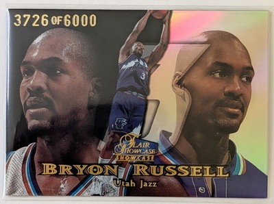 1998-99 Flair Showcase Row 1 #87 Bryon Russell #d/6000 Utah Jazz Toploader + PWE