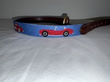 Smathers  Branson Boy Race Car Needlepoint Belt SIZE L Kids Blue