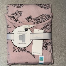 Lovely M&S pure cotton short sleeve top & long bottoms pyjamas Size Medium BNWT 