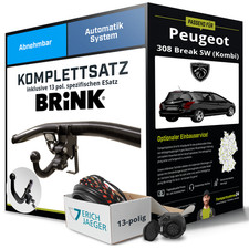 Für PEUGEOT 308 Break I Typ 4E , 4H Anhängerkupplung abnehmbar +eSatz 13pol 07-