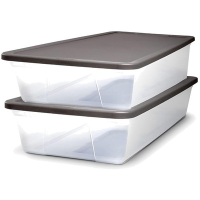 Compact 2-Pack Clear Plastic Storage Containers, 28 Quart - Stylish & Functional