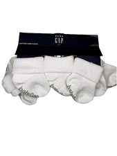 Brand New 6-pack Baby Gap Turn Cuff White Socks Size 0-6M