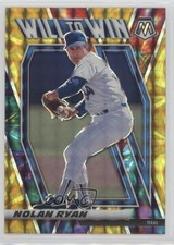 2021 Panini Mosaic Will to Win Reactive Yellow Prizm 36/99 Nolan Ryan HOF e8a