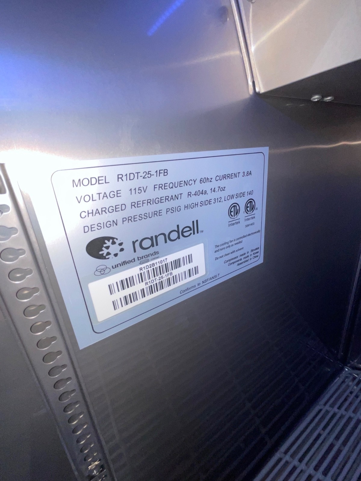 Randell Stainless Reach In Refrigerator Freezer Combo $14K NEW R1DT-25-1FB 1331