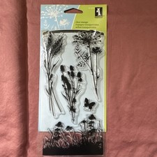 Inkadinkado Photopolymer Clear Stamps Meadow Flowers Plants Craft Set