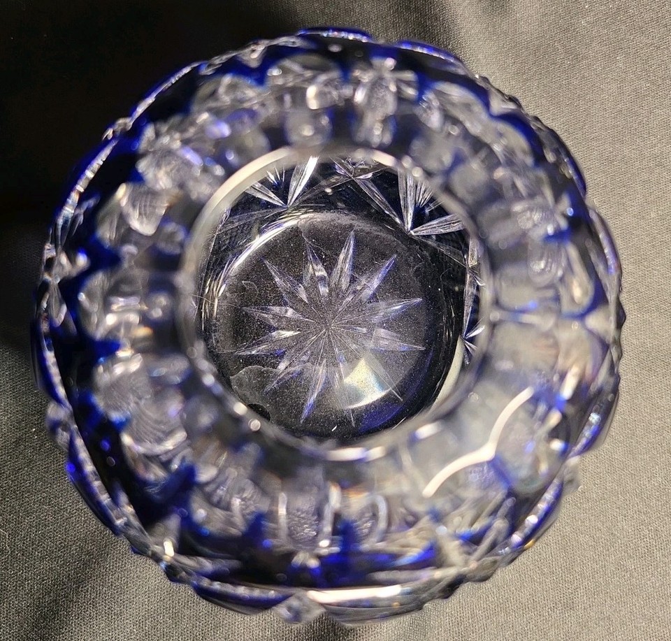 Nachtmann Cobalt 24% Lead Crystal Blue Cut To Clear Decorative Bowl ...