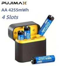 1.5V 4255mWh PUJIMAX Rechargeable Lithium Batteries AA 4-Pack with Fast Charger