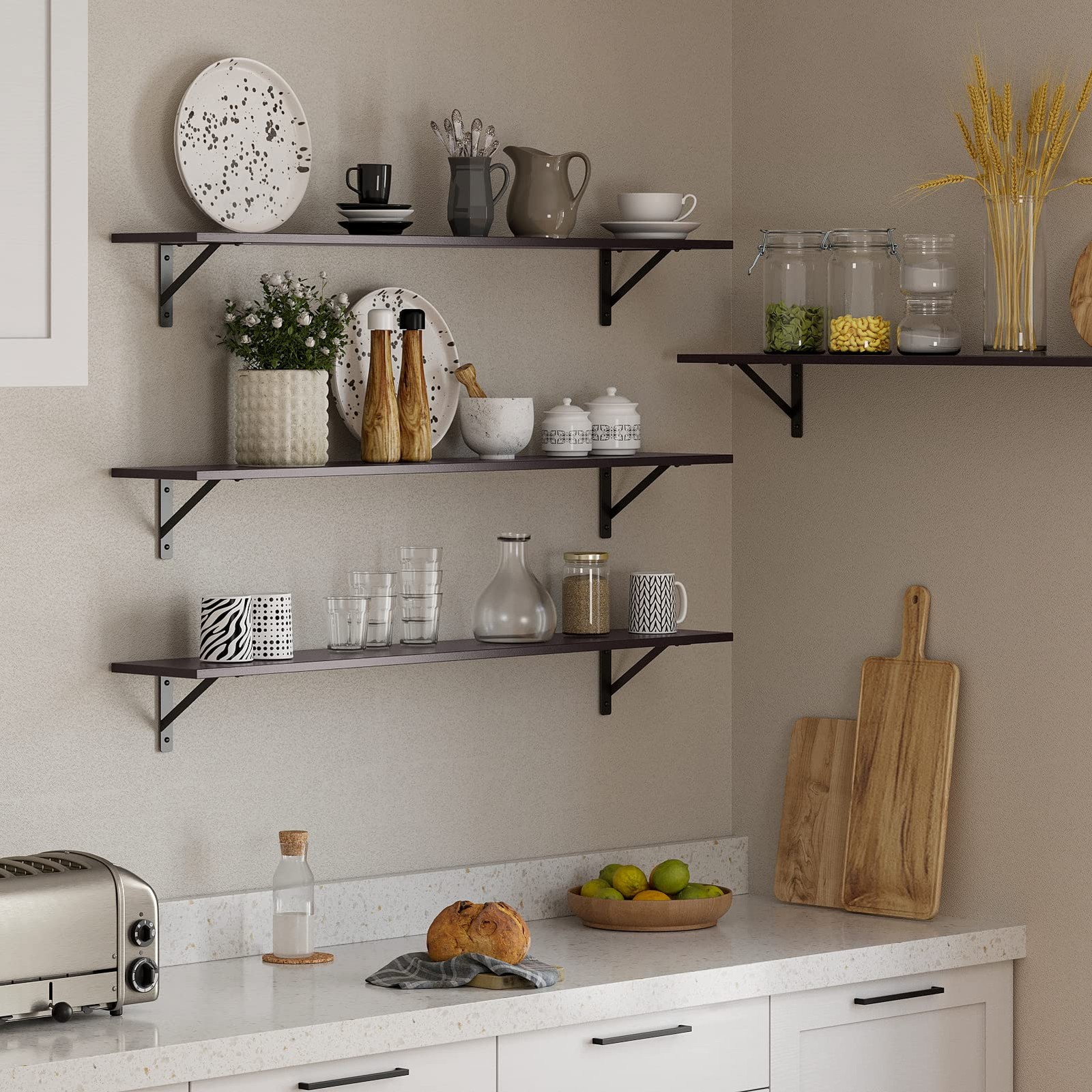 Long Wall Shelves, 47.3Inch Wall Mounted Shelves Set of 2, Extra Large Wall S...