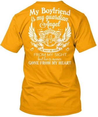 Stylish My Boyfriend Is Guardian Angel He Watches T-Shirt Made in USA S to 5XL