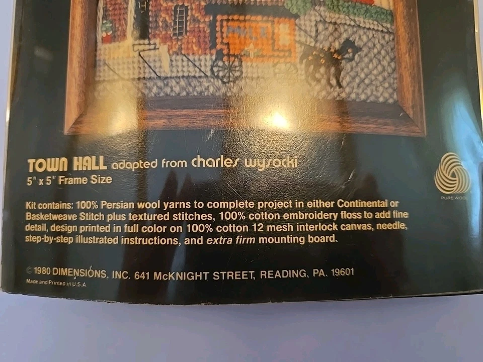 Vintage 1980 Dimensions Needlepoint Kit Town Hall 7006 Charles Wysocki - Image 3 of 4