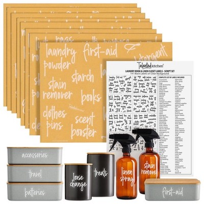 Talented Kitchen Laundry Room Organization Varies, White Text on Clear Label