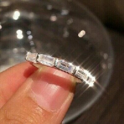 2Ct Lab-Created Diamond Half Eternity Wedding Band Ring 14K White Gold Finish