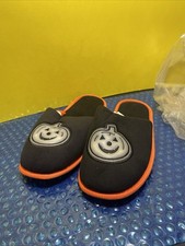 Halloween Pumpkin Glow In Dark Slippers Unisex Adult Memory Foam House Shoes 7-8