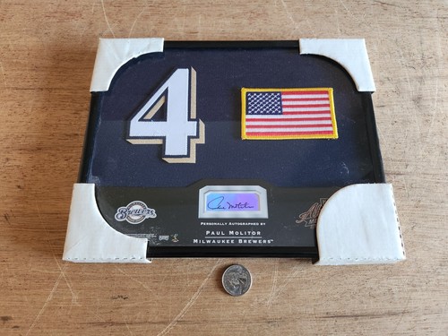 Paul Molitor Auto Number Patch 34/75 Framed 2002 Playoff Absolute Brewers