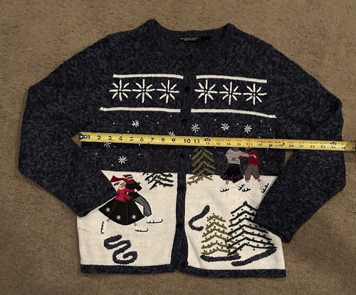 Maglione punto di riferimento cardigan maglia invernale pattinatori su ghiaccio ricamato taglia M - Foto 2 di 7