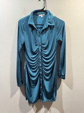 Womens Fashion Nova Lkng Sleeve Shirt Or Dress Size Medium Blue Button Up