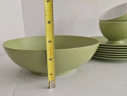 Texas Ware Green Melamine Melmac 10 Pcs 7- 6 5/8" Dessert Plates, 1 Bowl, 2 Cups - Picture 13 of 13