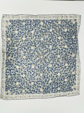 Vintage Lehner Pure New Wool Scarf Blue Floral Made in Germany