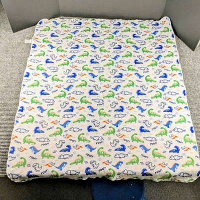 Kidgets Baby Blanket Dinosaurs Blue Green White Roar! Soft Plush