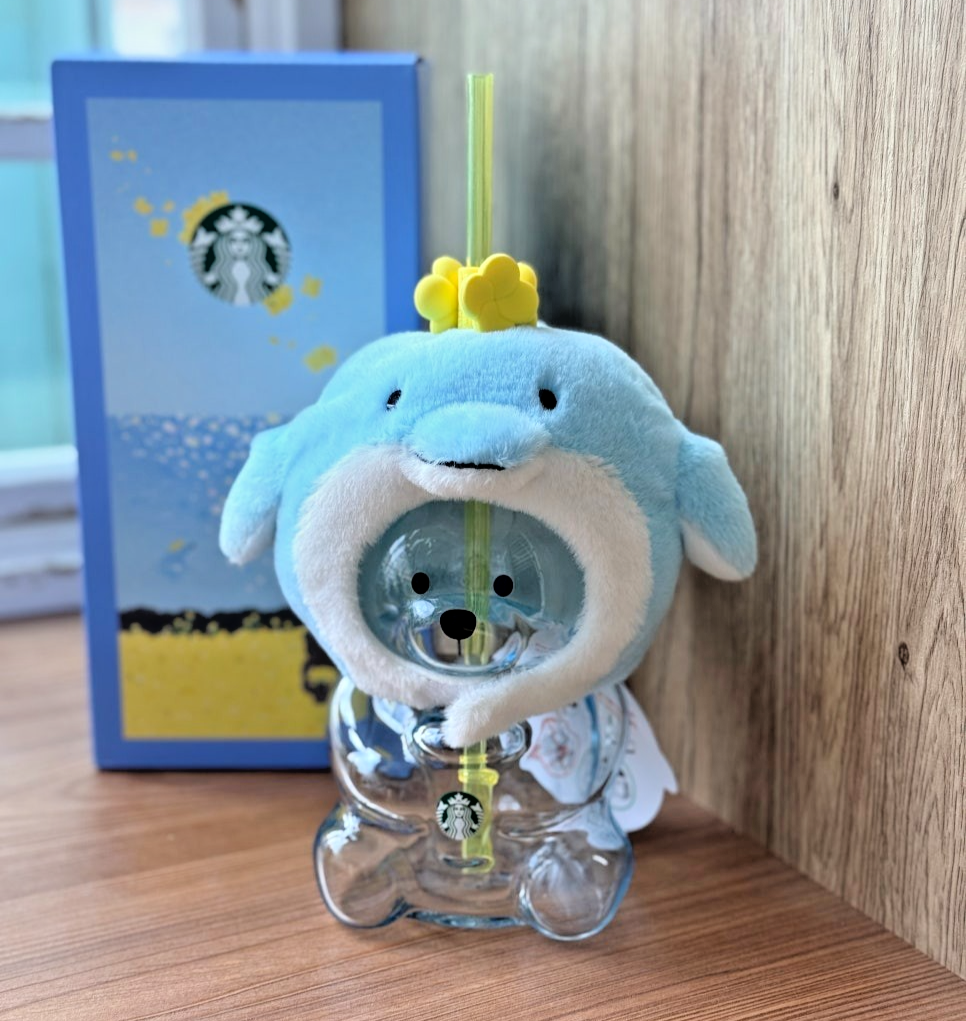 STARBUCKS Korea 2026 Jeju Dolphin Bearista Glass Cold Cup 20oz