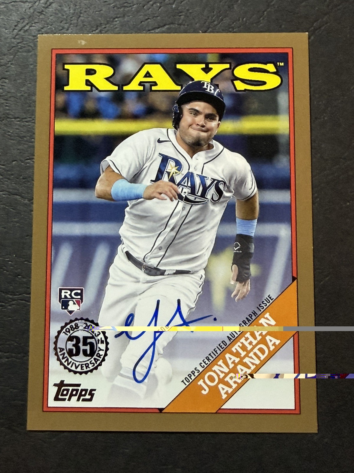 2023 Topps Series 1 1988 Topps Autographs Jonathan Aranda #88BA-JAR Gold /50 