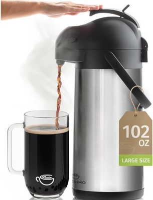 3L Insulated Stainless Steel Coffee Airpot Pump, 12H Heat Perfect for Coffee