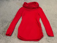 Calvin Klein Jeans Sweater Dress Womens Small Red Cowl Neck Tunic Long Sleeve