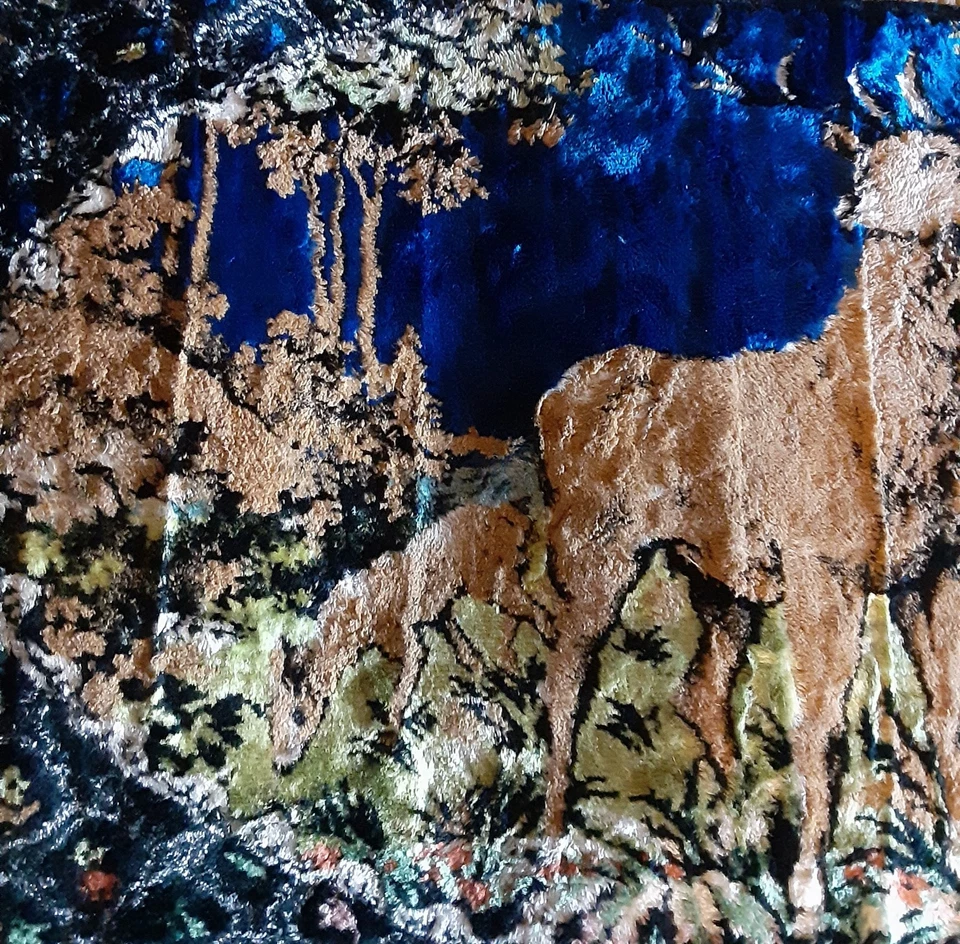 Tapiz vintage de terciopelo con flecos *vestidor de mesa corredor* alfombra 42x20 ¡colores vivos! Foto 4 de 4