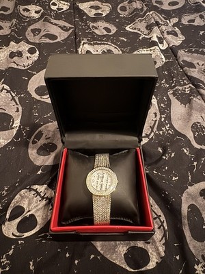 Women's Burgi Watch, New, With Pouch, Silver-Tone W/ Crystals on Face, Quartz