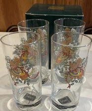 Vintage Mikasa ~ Holiday Season ~ Tumbler/Highball Bev Glass ~ Set of 4 ~ NOS