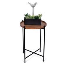 BIRDROCK HOME Folding (L) 16&rdquo; x (W) x (H) 22&rdquo;, Wood Top With Black Legs